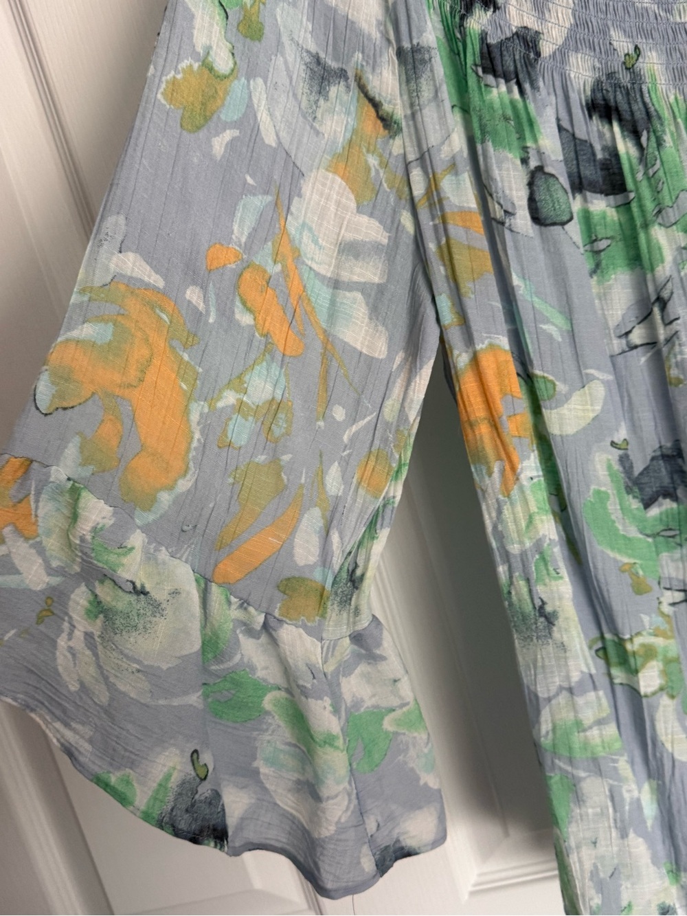 Zac & Rachel Light Blue Floral Peasant Blouse - Picture 3 of 8